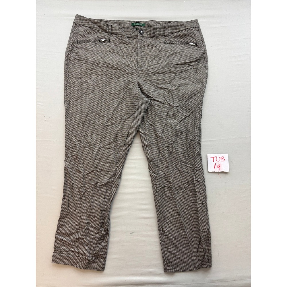 Lauren Ralph Lauren Houndstooth Dress Pants Womens 18W Black White Slim Leg